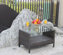 Outdoor Patio Furniture Coffee Table With Clear Tempered Glass